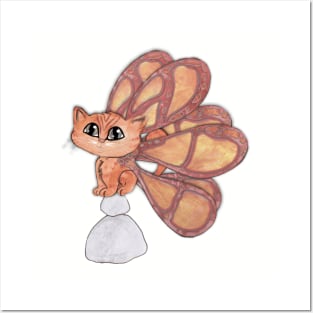 Orange Tabby Fairy Cat Posters and Art